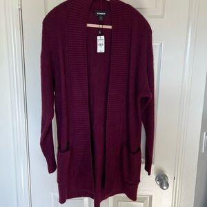 Express Women's Burgundy Open-Front Cardigan, NWT, size small